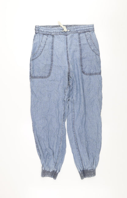 River Island Women Blue Chambray Jogger Trousers Size 12