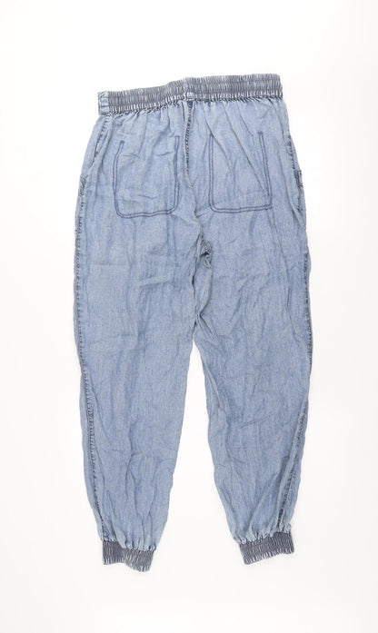 River Island Women Blue Chambray Jogger Trousers Size 12