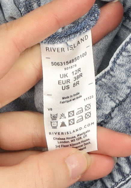 River Island Women Blue Chambray Jogger Trousers Size 12
