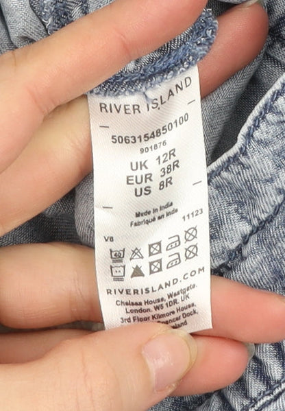 River Island Women Blue Chambray Jogger Trousers Size 12