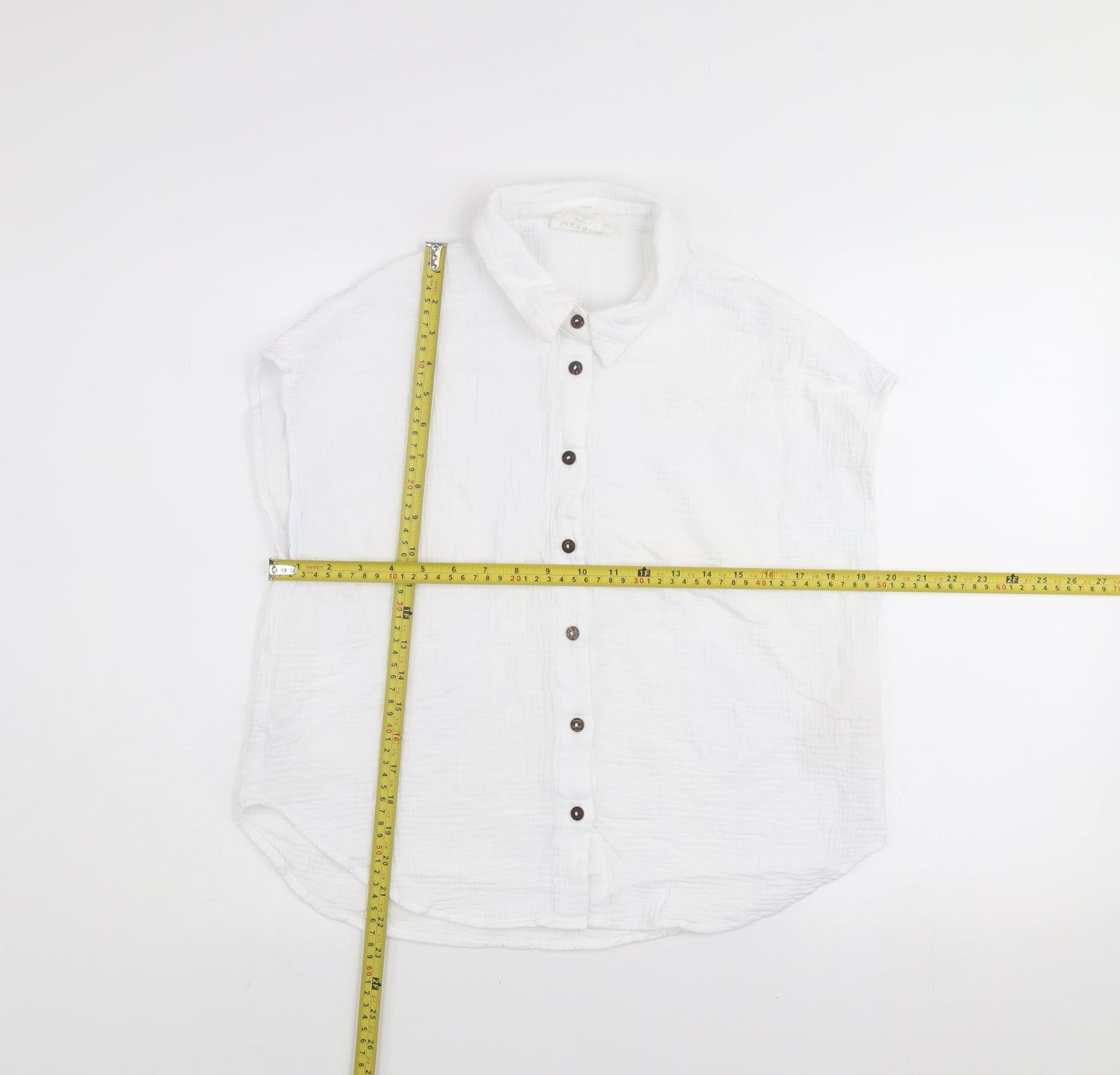 Womens UK Size M Grace & Mila White Basic Button-Up