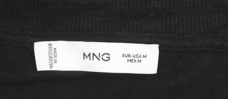 MNG Women's Black Basic Cotton Short Sleeve T-Shirt Size M