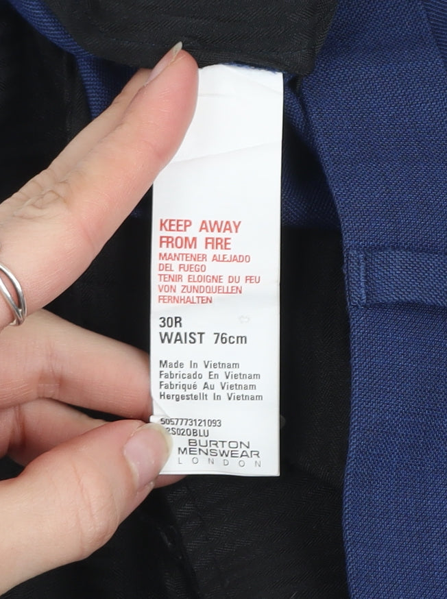 Burton Menswear London Blue Mens Trousers 30R Slim Fit Dress Pants