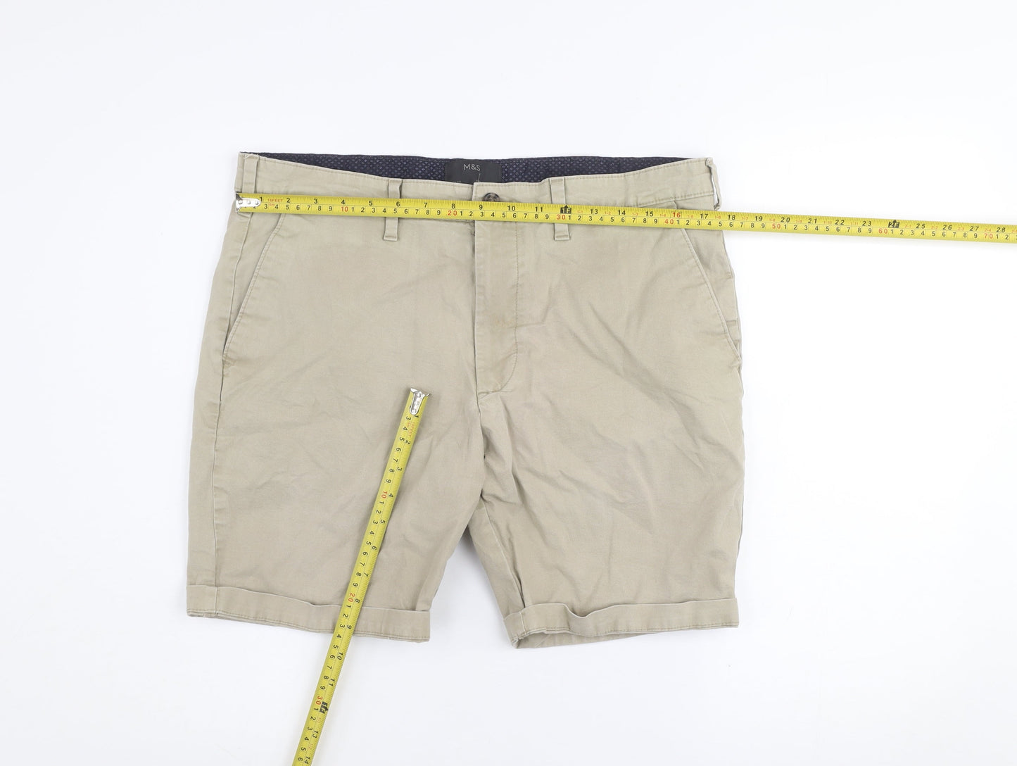 Marks and Spencer Men's Beige 36 Regular Chino Shorts