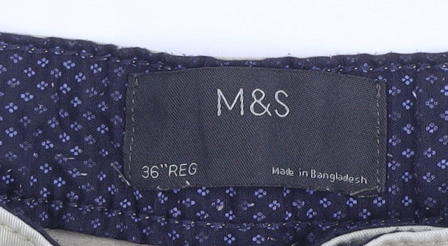 Marks and Spencer Men's Beige 36 Regular Chino Shorts