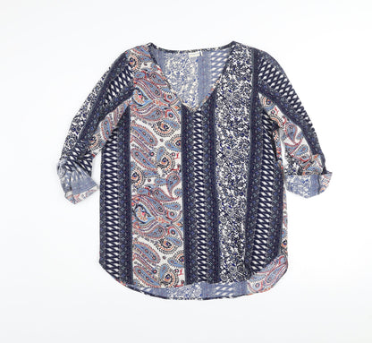 Jacqueline de Yong Womens Blue Paisley Tunic Blouse Size 8