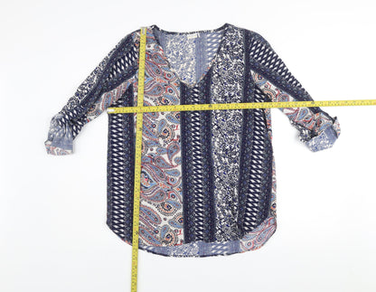 Jacqueline de Yong Womens Blue Paisley Tunic Blouse Size 8