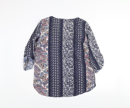 Jacqueline de Yong Womens Blue Paisley Tunic Blouse Size 8