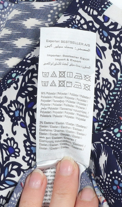 Jacqueline de Yong Womens Blue Paisley Tunic Blouse Size 8