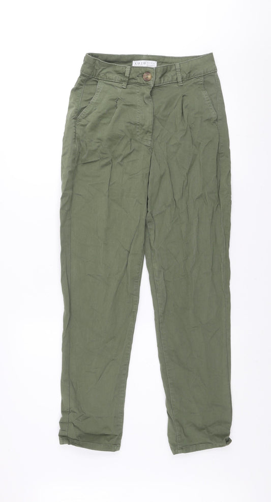 Primark Women’s Green Cotton Chino Trousers Size 6 Regular