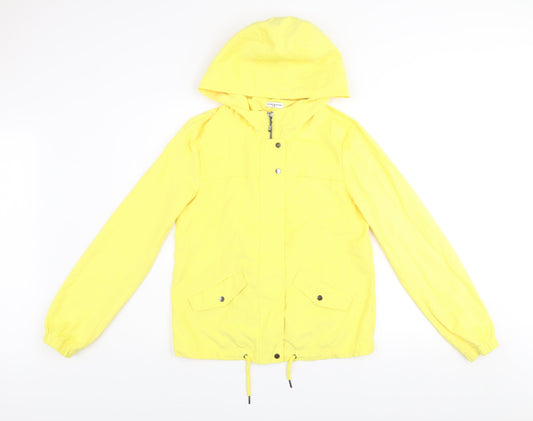 Jacqueline de Yong Womens Yellow XS Hooded Rain Coat Jacket