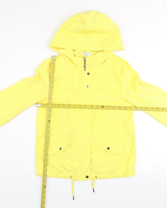 Jacqueline de Yong Womens Yellow XS Hooded Rain Coat Jacket