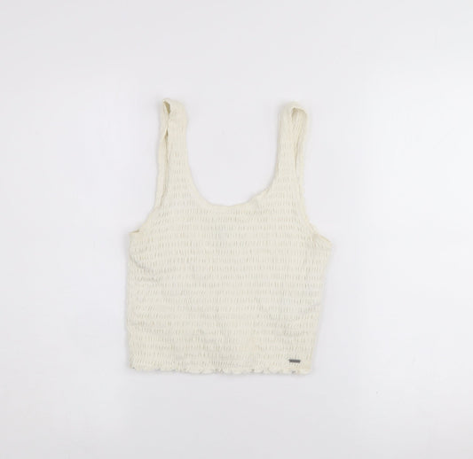 Womens UK Size S Hollister Ivory Cropped Tank
