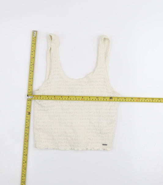 Womens UK Size S Hollister Ivory Cropped Tank