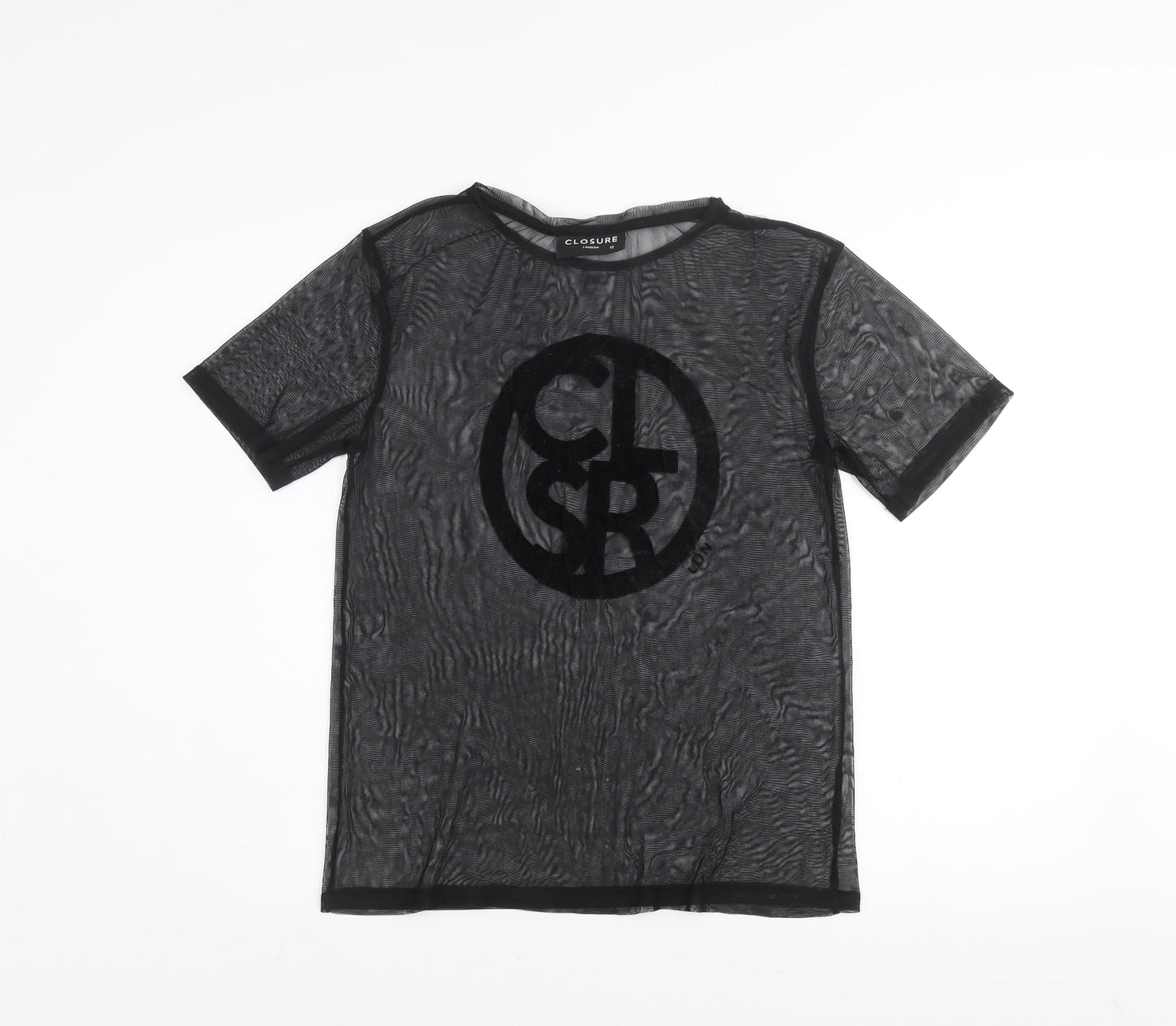 Womens UK Size 12 Closure London Black Basic T-Shirt