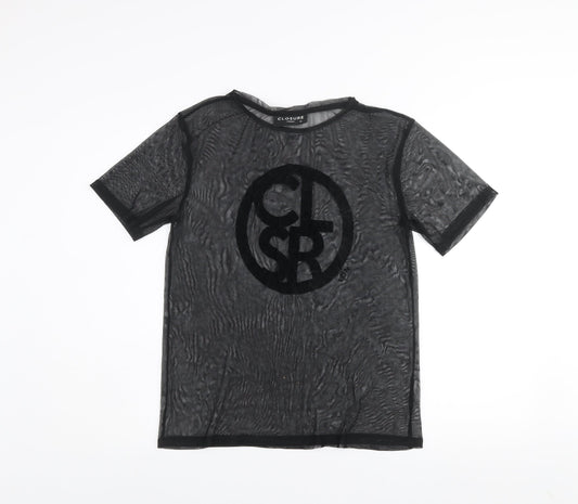 Womens UK Size 12 Closure London Black Basic T-Shirt