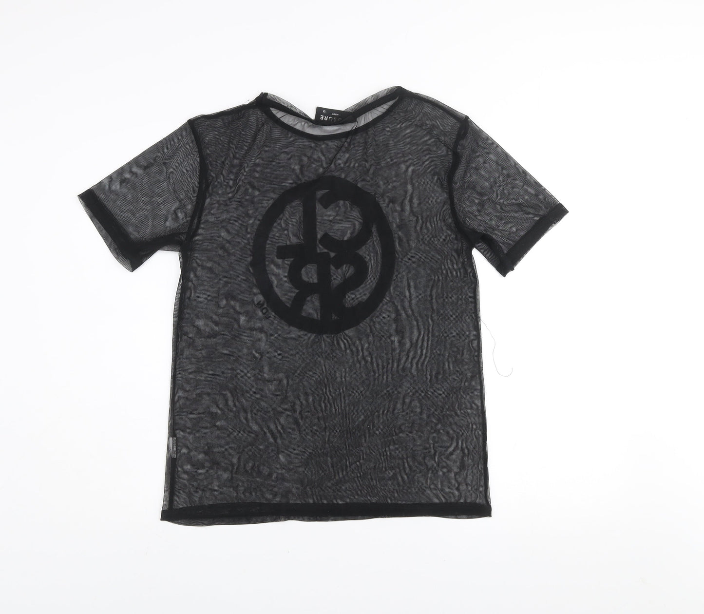 Womens UK Size 12 Closure London Black Basic T-Shirt