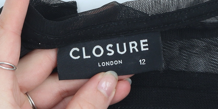 Womens UK Size 12 Closure London Black Basic T-Shirt