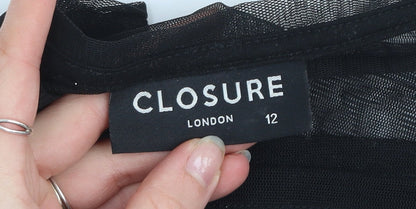 Womens UK Size 12 Closure London Black Basic T-Shirt