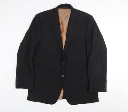 Kartel Men Black 44R Pinstripe Wool Blend Two-Button Blazer