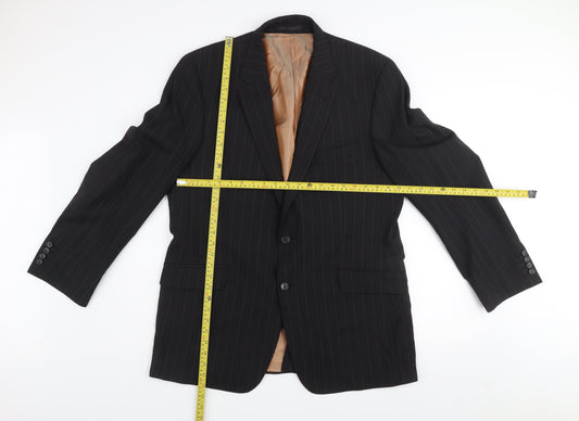 Kartel Men Black 44R Pinstripe Wool Blend Two-Button Blazer