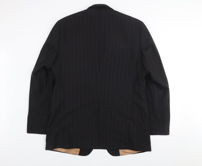 Kartel Men Black 44R Pinstripe Wool Blend Two-Button Blazer
