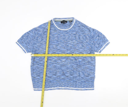 Ted Baker Men's Blue Knit Short Sleeve Crew Neck Top Size L