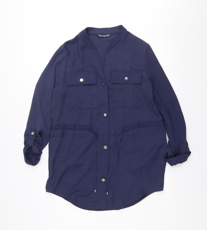 Dunnes Women Blue Shirt Dress S Lightweight Long Sleeve