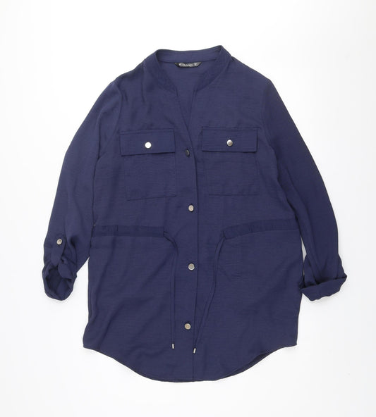 Dunnes Women Blue Shirt Dress S Lightweight Long Sleeve