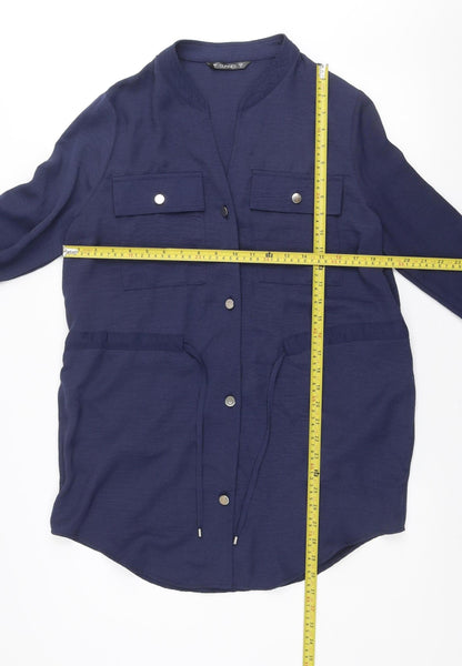 Dunnes Women Blue Shirt Dress S Lightweight Long Sleeve