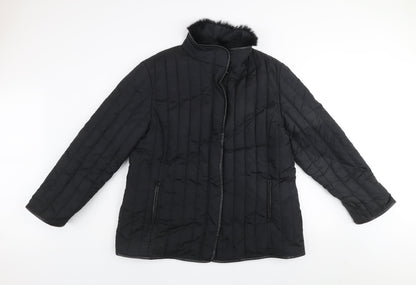 Gold by Michael H Women's Black Quilted Fur Trim Jacket Size 18