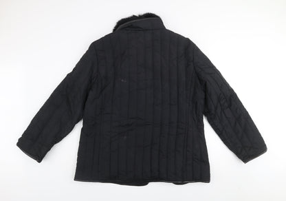 Gold by Michael H Women's Black Quilted Fur Trim Jacket Size 18