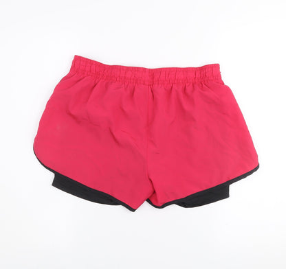 Crivit Womens Pink Black Running Shorts Size M Lightweight Athletic