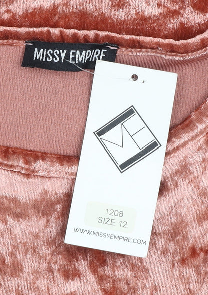 Missy Empire Women Pink Size 12 Velvet T-Shirt Dress