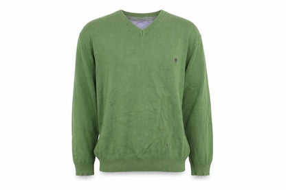 Benetti Green Cotton V-Neck Men’s XL Pullover Jumper