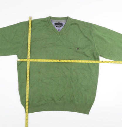 Benetti Green Cotton V-Neck Men’s XL Pullover Jumper