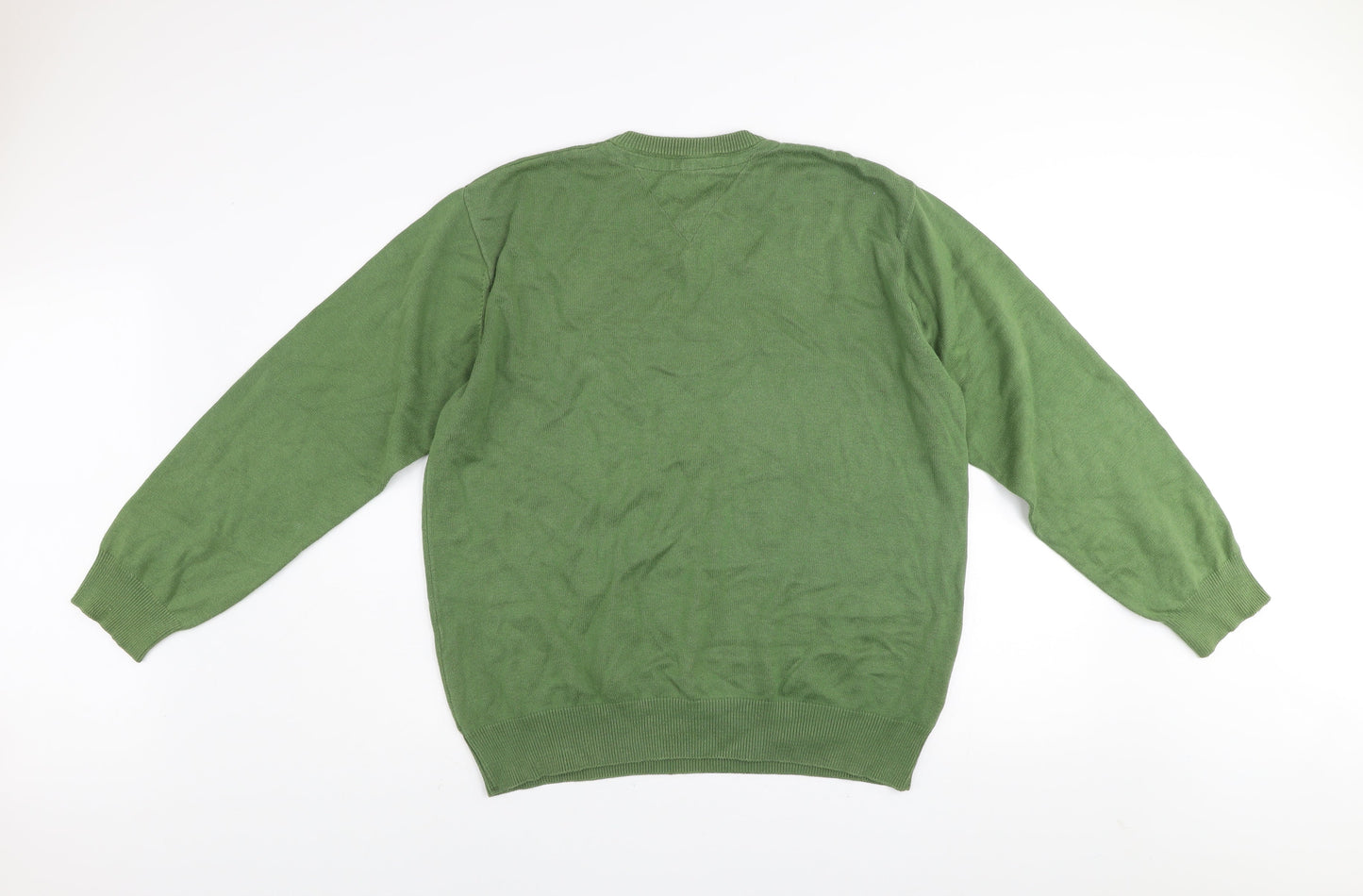 Benetti Green Cotton V-Neck Men’s XL Pullover Jumper