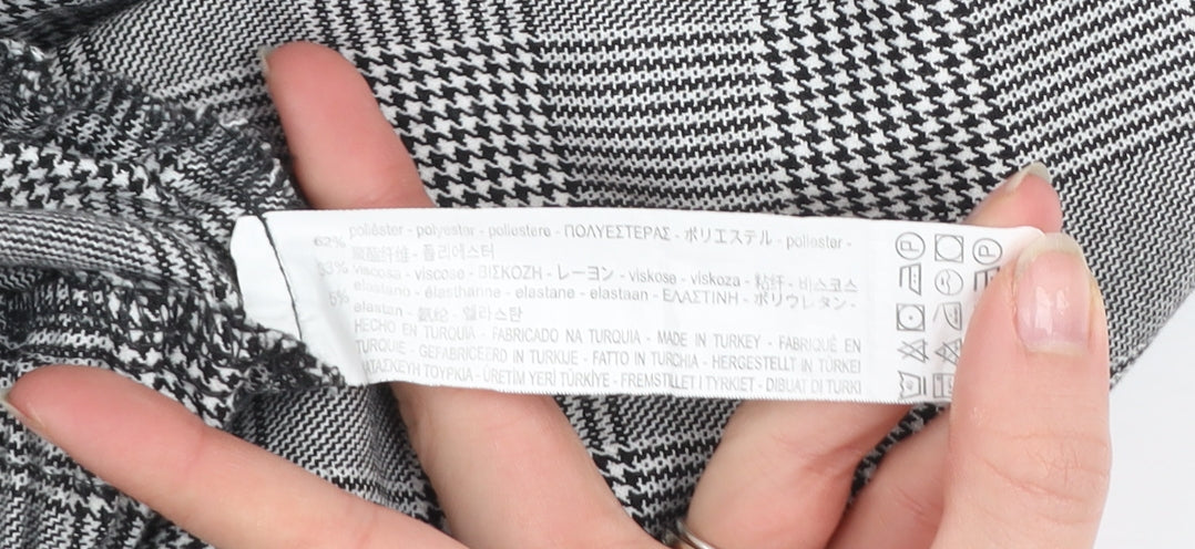 Bershka Women's Grey Check Tapered Trousers Size S