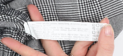 Bershka Women's Grey Check Tapered Trousers Size S