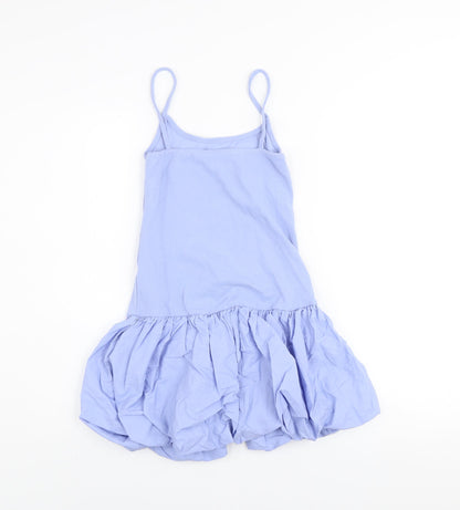 Pull & Bear Women Blue XS Bubble Hem Slip Dress