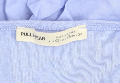 Pull & Bear Women Blue XS Bubble Hem Slip Dress