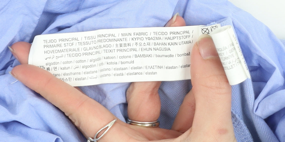 Pull & Bear Women Blue XS Bubble Hem Slip Dress