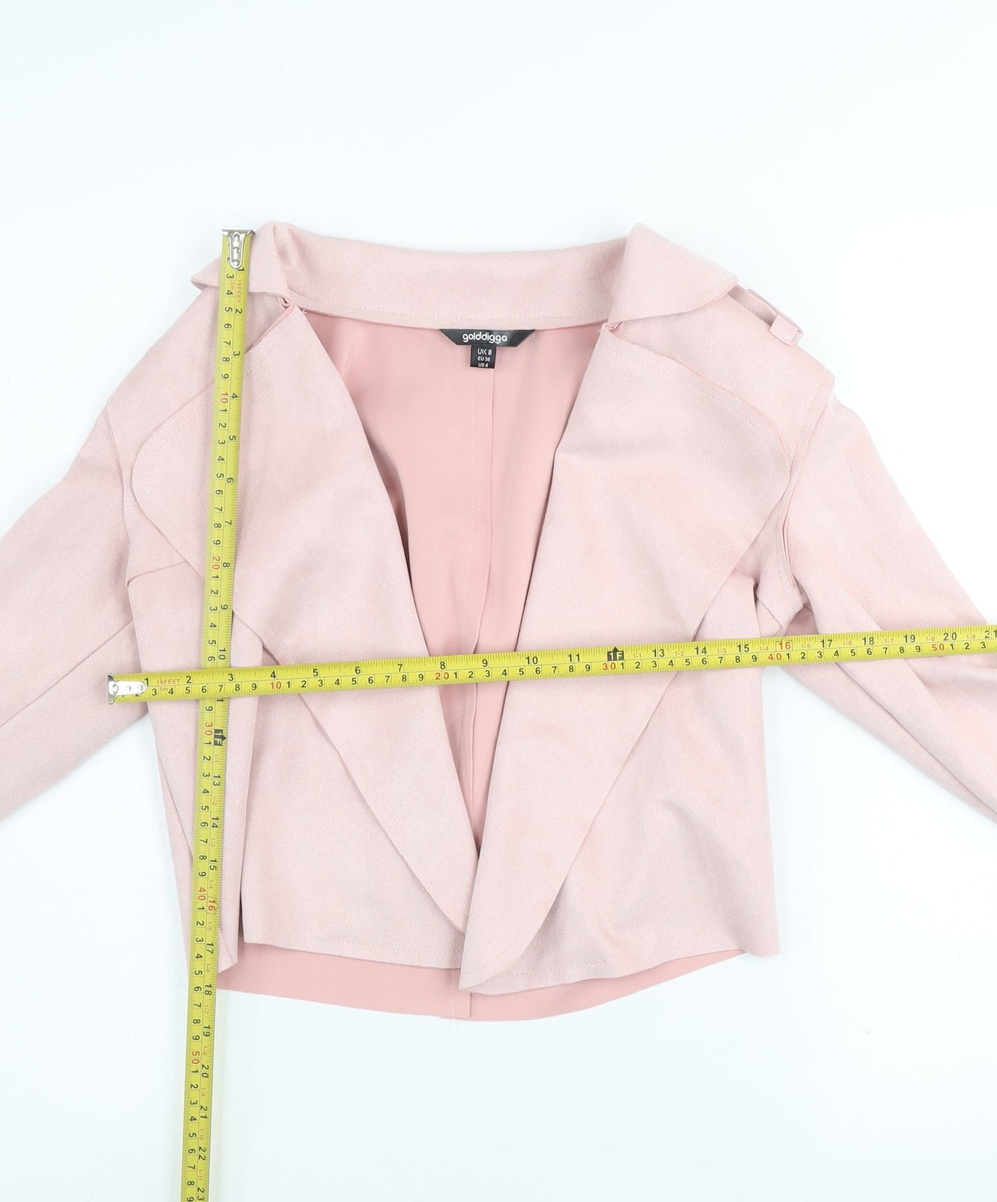 Womens UK Size 8 Golddigga Pink Biker Coat