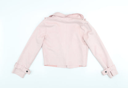Womens UK Size 8 Golddigga Pink Biker Coat