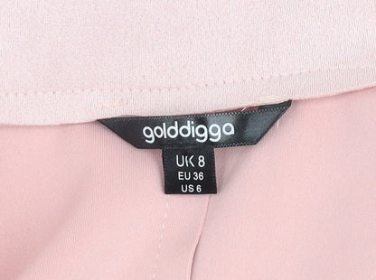 Womens UK Size 8 Golddigga Pink Biker Coat