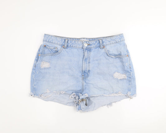 Primark Women Blue Size 18 High Rise Distressed Denim Shorts