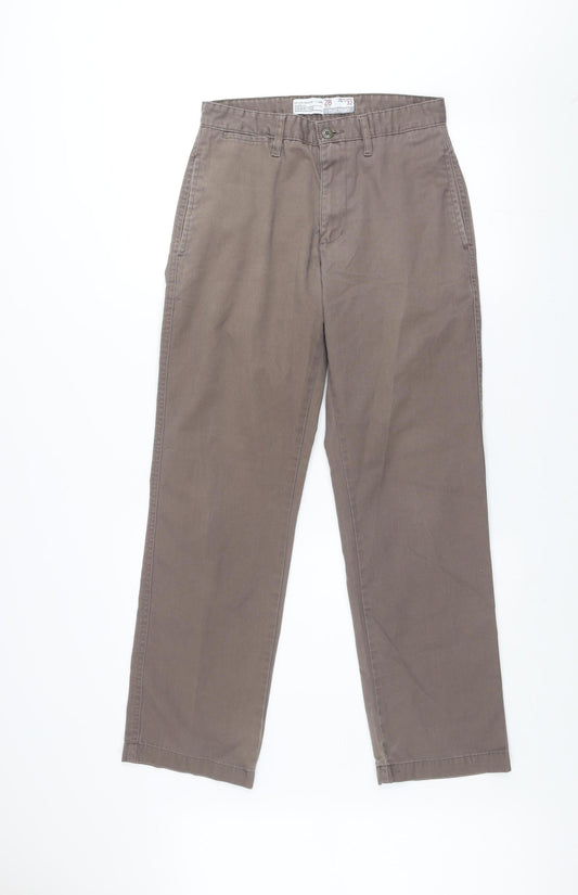Oakridge Men’s Brown Classic Fit Flat Front Chino Trousers Size 28
