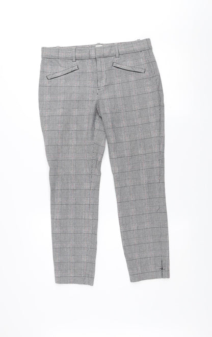 GAP Women's Grey Check Skinny Ankle Trousers Size 12