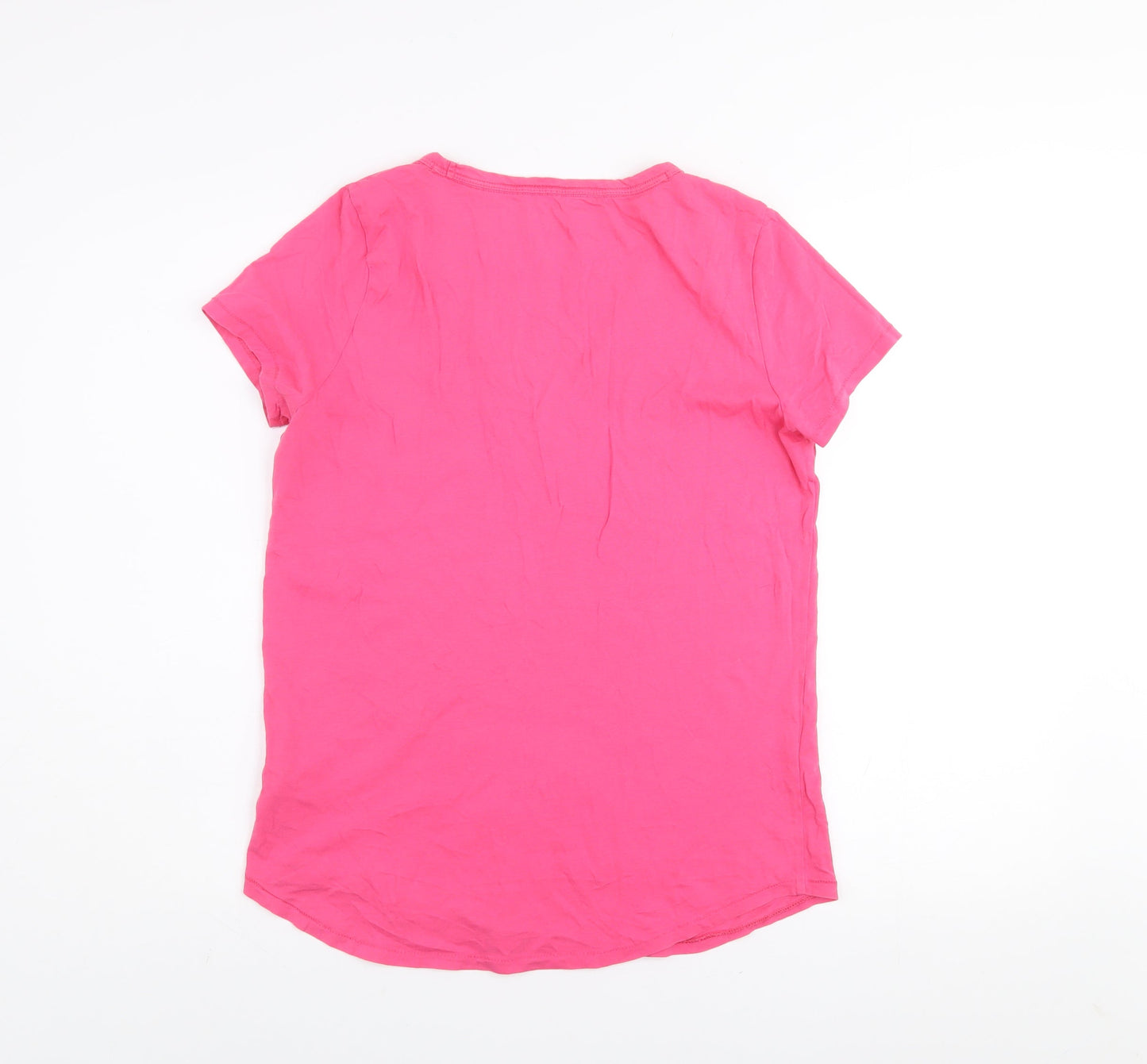 GAP Women Pink V-Neck Cotton Short Sleeve Basic T-Shirt Size M