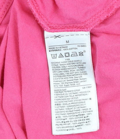 GAP Women Pink V-Neck Cotton Short Sleeve Basic T-Shirt Size M